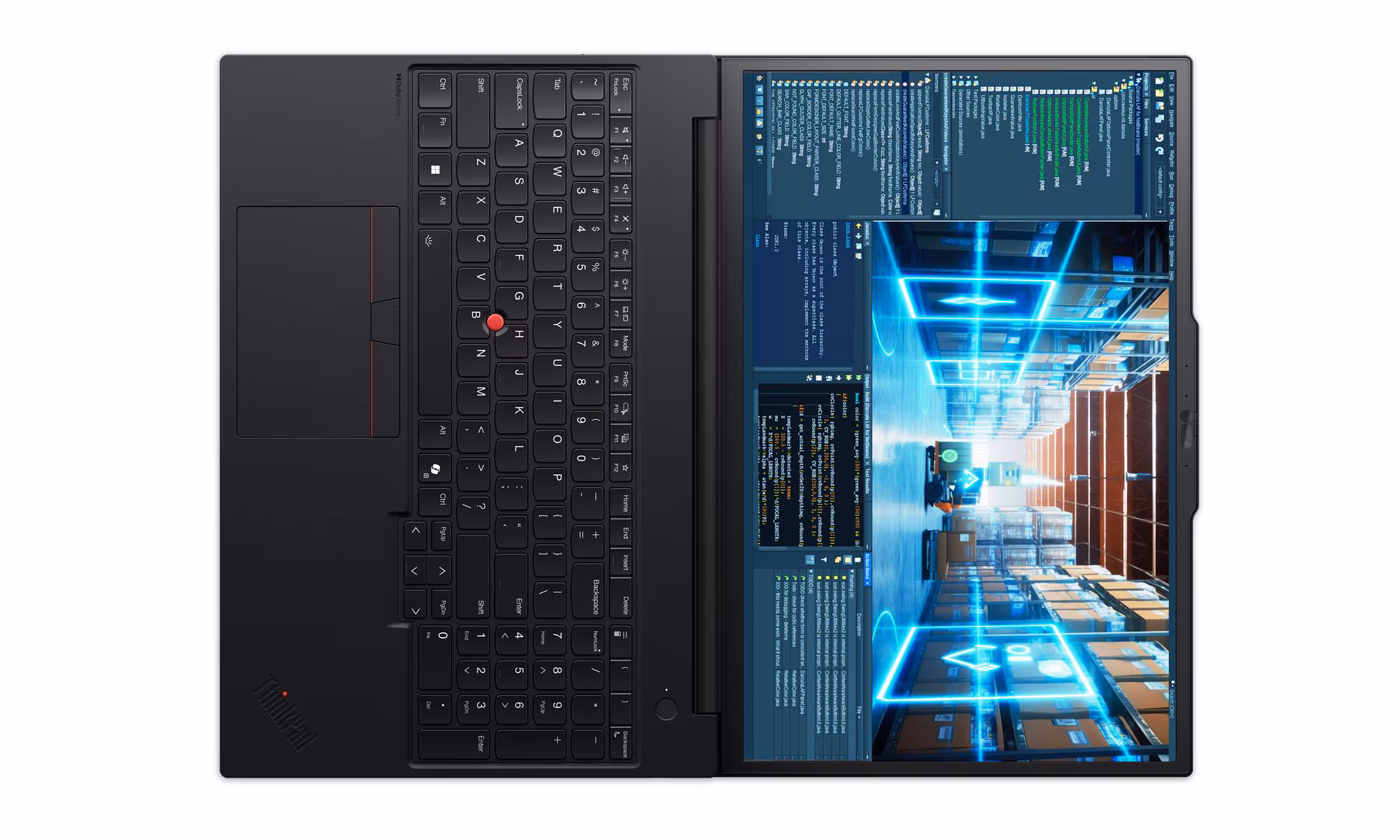 ThinkPad P16v Gen 3- разгънат на 180°, изглед отгоре